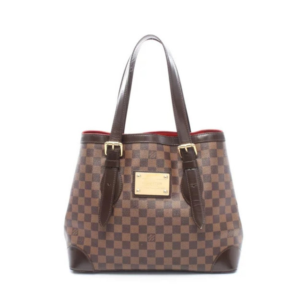 Louis Vuitton Hampstead Damier Ebene Brown Tote Bag Canvas Leather Brown